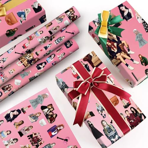 Geschenkpapier Mädchengruppe, 5 Stück Geschenkpapier, Ubephant 51x75cm Geschenkpapier, für Kindergeburtstag, Party Aufbewahrung Festliche Dekoration