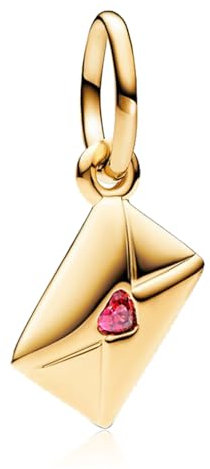 NUNUYAYA Damen Charm Anhänger für Armband 925 Sterling Silber Golden Heart Envelope Dangle Charms Beads passend für Armband Halskette,Charm Anhänger für Europäischen Armbänder für Frauen Mädchen