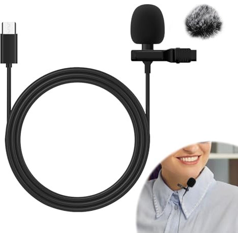 SRLWMYI Microfono Lavalier di Tipo C per Android e Tablet. Mini Microfono per Smartphone con Protezione Antivento per ASMR, Compatibile con Tutti i Dispositivi Dotati di Porta Type-C [Plug&Play]