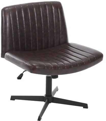 WOLTU Relaxsessel Ohne Armlehne, Ergonomischer Bürostuhl, Drehstuhl Mit Schaukelfunktion, Höhenverstellbar, 360° Drehbar, Kunstleder, Dunkelbraun