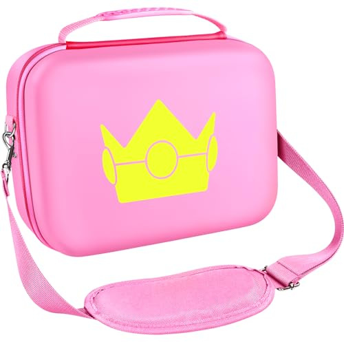 ivoler Custodia da trasporto per Nintendo Switch/per Switch OLED 2021 rosa | Portatile Viaggio Tutto Protettivo Hard Messenger Bag Morbido Fodera 18 Giochi per Switch Console Pro Controller