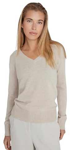 Style & Republic V-Neck Kaschmir Pullover-Damen elegant aus 100% Cashmere - Dein kuscheliger Premium Strickpullover für stilvolle Herbst- & Winter-Momente Sand XS