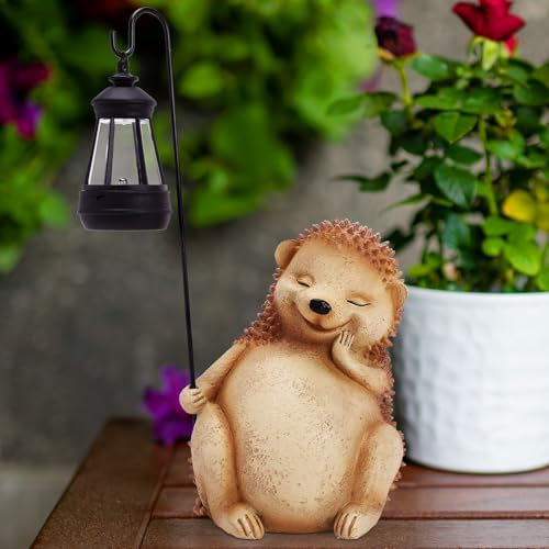 Cuteefun Riccio Statua Solare da Giardino Ornamento Esterno, Decorazione Animale da Giardino con Luce Solare, Decorazioni con Riccio per il Cortile, Regalo di Compleanno Donna Mamma per la casa