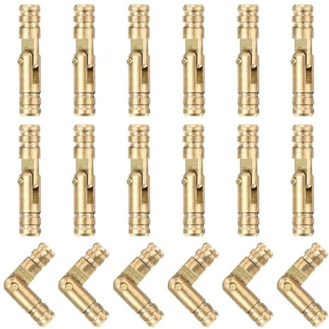 sourcing map 18Pcs Invisible Brass Barrel Hinge, 20x4mm Concealed Hinges, Folding Support Cylindrical Hidden Barrel Hinges for DIY Keepsake Box Cabinet Door Barrel Hinges