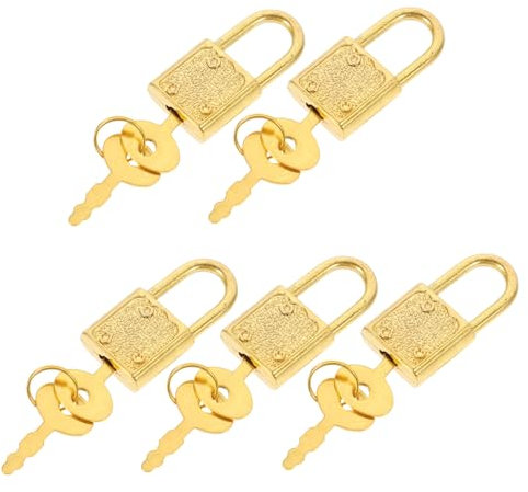WOONEKY 5sets Small Padlock Key for Treasure Box Chest Locks Wooden Box Locks Keys Supplies