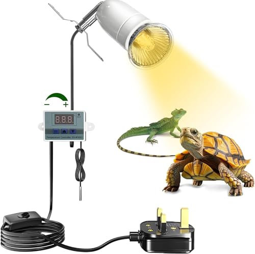 WYFCR Rettile Ceramic Heat Lamp Holder 500W, con termostato intelligente, Rettile Basking Lamp Holder per E27, Heat Lamp Holder per Acquario Lizard Turtles Serpenti Frog Spider