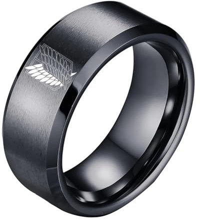 kakazoomm eu Attack on Titan Schwarzer Ring Wings Of Liberty Flag Fingerringe für Männer Frauen Charme Schmuck Anime Fans