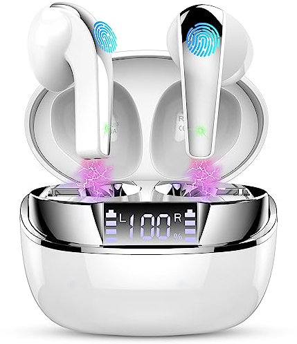 Cuffie Bluetooth, Auricolari Bluetooth 5.3 con 4 ENC Mics, Cuffie Wireless In Ear Stereo Hi-Fi, 47 Ore Cuffie Senza Fili con LED Display, Cuffiette Bluetooth Cancellazione Rumore, IP7 Impermeabili