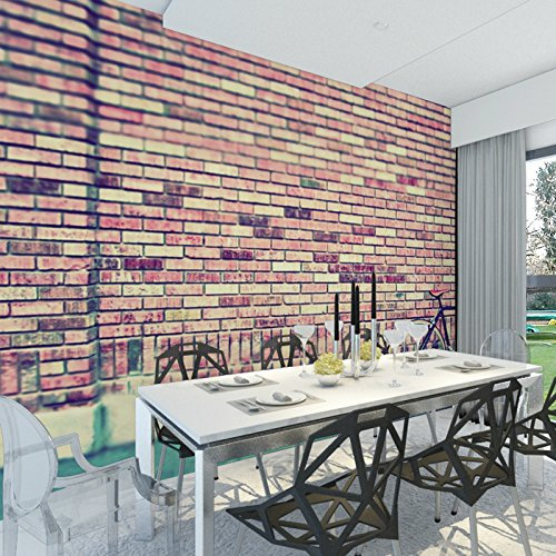 Fototapete 3D Effekt Tapete Ziegelstein Größe:W350CMxH256CM Vliestapete 3D Tapeten Wanddeko Wandbilder Wohnzimmer