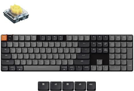 Keychron K5 QMK Ultradünne ANSI kabellose mechanische Gaming-Tastatur, volle Größe, 104 Tasten mit Bananenschalter, weiße LED-Hintergrundbeleuchtung, wiederaufladbare, kabelgebundene