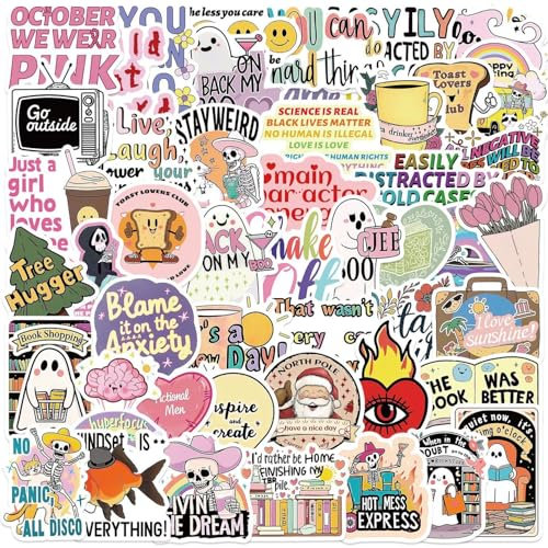 50 Stück Mixed Character Aufkleber Auto Laptop Telefon Gitarre Skateboard Motorrad Fahrrad Mixed Character Stickers Set Vinyl Wasserdicht Aesthetic Aufkleber für Jugendliche Kinder Erwachsene