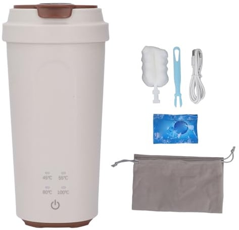 Tragbarer Wasserkocher 500 ml | Elektrischer Reise Wasserkocher mit Edelstahl Kessel | 5000 mAh Akku & 300W Kabellos für Unterwegs