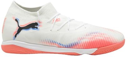Puma Men's Future Match Indoor Trainer Soccer Shoes, White-Black-Glowing Red AH25, 10