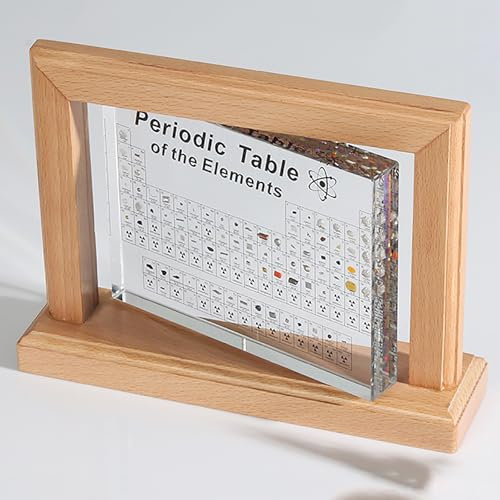 KHZKHC Tabla Periódica con Elementos Reales, 83 Elementos Químicos, con Marco Giratorio De 360°, Acrílico Transparente De Alta Definición, Profesores De Química