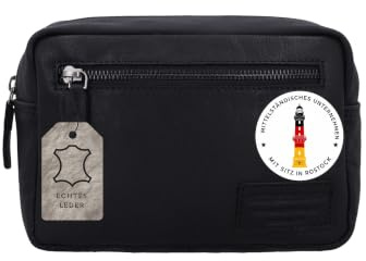 Gusti Leder Kulturtasche Carmina - Waschtasche Herren Damen Schwarz Leder