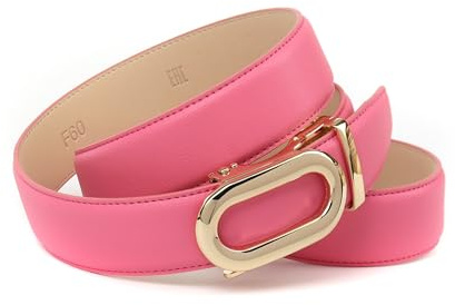 Anthoni Crown Ledergürtel Damen Automatik, pinkfarbenes Leder, Breite 3,5 cm, hochpolierte Schnalle in Gold, elegant & modisch, Modell 4OLF60