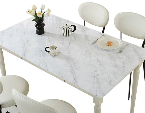CIEEIN CIEHT Haushalt PVC Tischdecke Tischmatte Schreibtisch Tischfolie Schutzfolie Tischschutz Matte Wasserdicht Weiß Marmor 90 * 90cm