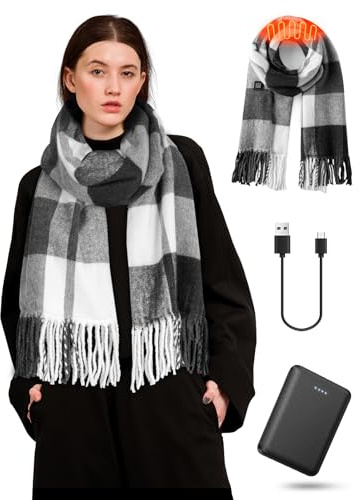 eventek Beheizbarer Schal, Winter Warmer Beheizter Schal Damen/Männer, Einstellbare Temperatur mit 3 Stufen und mit 5000mAh Akku, für Weihnachten, Outdoor