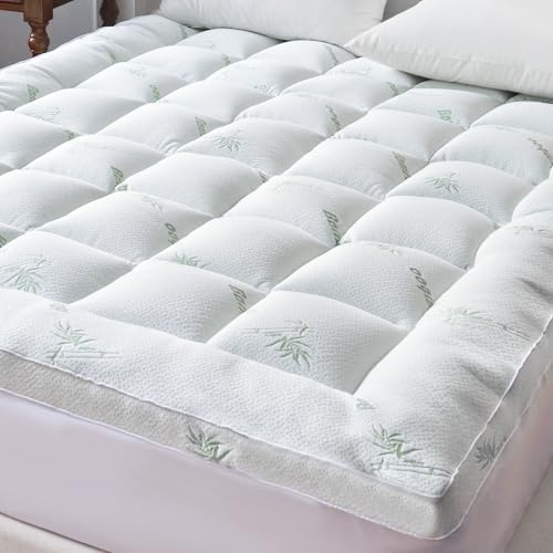 tuphen Surmatelas pour lit double - Protège-matelas matelassé rafraîchissant avec poche profonde de 36 cm - Housse douce et respirante - Améliore le confort et favorise un sommeil réparateur (blanc