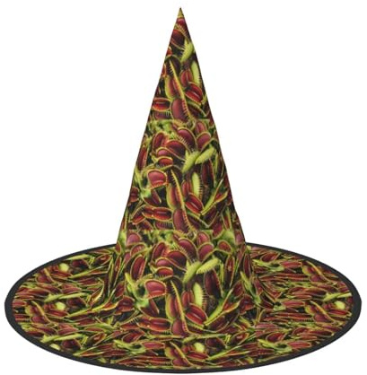 Halloween-Hut mit fleischfressendem Pflanzendruck, weiche Hexenhüte für Karneval, Maskeraden, platzsparende Kappen, 2 Stück