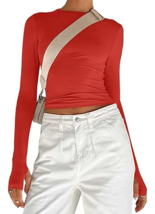 Women's Basic Long Sleeve Slim Fit Crop T Shirt Top Y2K Tops TikTok Crop Top Club Party E-Girls Streetwear