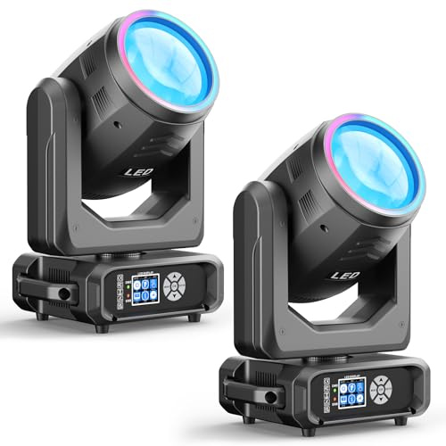 2 Stück 200W LED Beam Moving Head Licht, Elektronischer Zoom Bühnenlicht mit 11+1 Farben und 14+1 Muster 18 Prisma, d-mx512(16CH) Beam Spot Licht für Bühne Hochzeit DJ Weihnachten Party