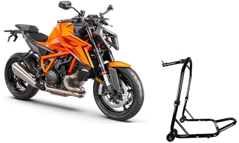 Cavalletto alzamoto alza moto anteriore sotto canotto compatibile con KTM 1390 Super Duke per alzare sollevare ruota gomma cerchio forcelle davanti frontale completo perno