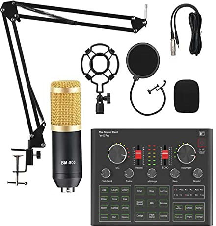 Kit microfono da studio con scheda audio e filtro, perfetto per registrazione, karaoke karaoke e smartphone