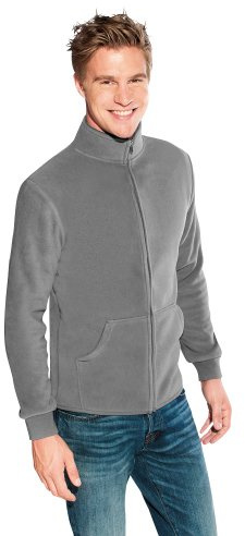 Doppel-Fleece Jacke Herren, Helllgrau-Schwarz, XL
