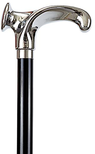 Gehstock Amalfi anatomisch geformter Relax-Derbygriff aus ABS, belastbar bis 130 Kg, schwarz lackierter Stock aus Buchenholz, inkl. Gummipuffer, Tragerichtung:RECHTS