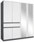 Rauch Möbel Tübingen Schrank Kleiderschrank Drehtürenschrank in Weiß/Grau-metallic, Schwarz, Spiegel mit 1 Schublade, 6-türig, Zubehörpaket Basic 3 Einlegeböden, 1 Kleiderstange, BxHxT 181x197x54 cm