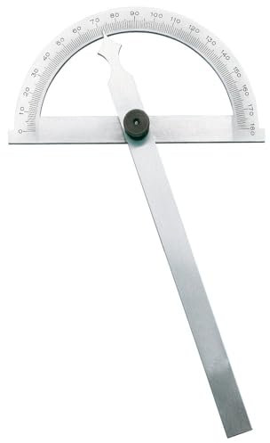 Dönges Gradmesser 80 x 120 mm | Meßbereich 0-180 ° | Poliert & matt verchromt im Etui | Winkelmesser Metall mit Skala & Feststellschraube für Industrie, Handwerk & Hobby