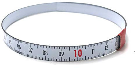 DEWEPRO Skalenbandmaß 2m - Stahl weiß lackiert - 10mm Breite - Duplexteilung - Gehrungsband, Anschlagband, Rollbandmaß, Lineal