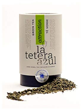 LA TETERA AZUL Té Verde Premium Gunpowder Con Hierbabuena. Té Verde Árabe Moruno Marroquí. Bote A Granel De 170 Gramos Para 68 Infusiones.
