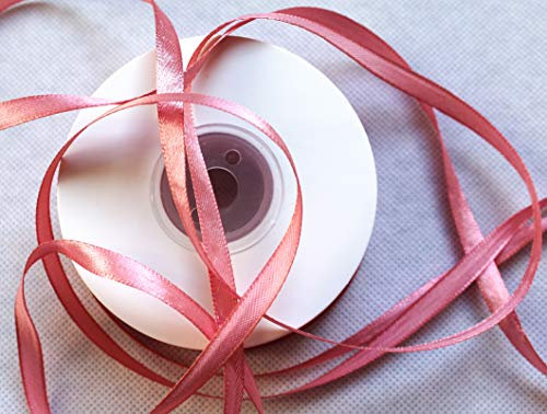 CaPiSo 100m Schleifenband 6mm Geschenkband Stoffband Dekoband Dekoration Hochzeit Glückwünsche Weihnachten (Altrosa, 50m)