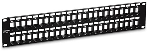 TRENDnet, TC-KP48, Panneau de Brassage Keystone 2U HD 48 Ports Vierge, boîtier de Montage en Rack en métal 2U 19, Panneau de Brassage réseau HD Keystone