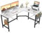 Cubiker Modern L-Shaped Computer Office Desk, Corner Gaming Desk with Monitor Stand, Home Office Study Writing Table Workstation for Small Spaces, White