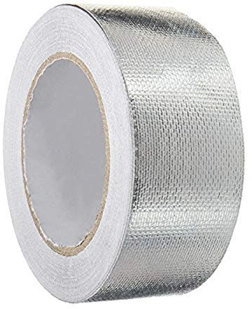 Glass Fiber Cloth Aluminum Foil Tape, HAOT Fireproof Self-Adhesive Tape High Temperature Leak Proof Tin Foil Paper Duct Tape Seal Pipe Insulation Tear Resistance Metal Repair 2 x 82' Roll - Silver