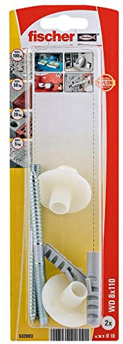 fischer - Fixation de lavabos et WC suspendus WD 8x110 / Blister de 2
