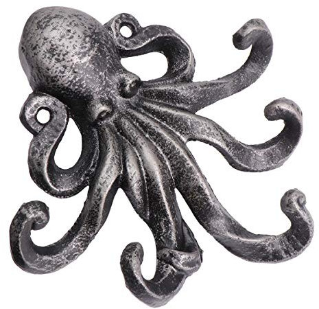 BESPORTBLE Metall Dekorative Haken Hutablage Kleiderbügel Wand Montiert Oktopus Geformte Handtuchhaken zum Aufhängen von Schlüsseln Hüte Taschen Robe Schrank Schrank Kleiderschrank Eingang