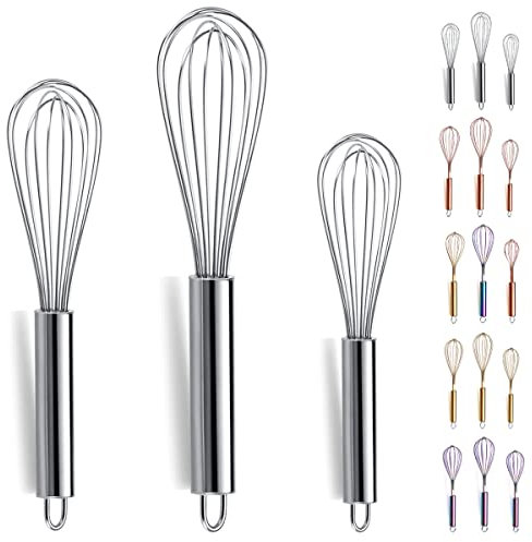 Whisk,Kyraton Stainless Steel Whisk 8, 10, 12 3 Pieces,Suitable for The Kitchen,Used for Cooking,Stirring and Beating.(3 Packs)
