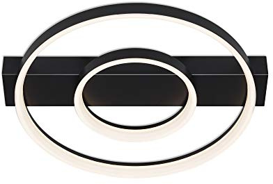 BRILONER Leuchten - LED Deckenleuchte, Deckenlampe dimmbar, inkl. Doppellichtprofil, inkl. Memoryfunktion, 26 Watt, 2.250 Lumen, 3.000 Kelvin, Schwarz, 435x395x66mm (LxBxH)