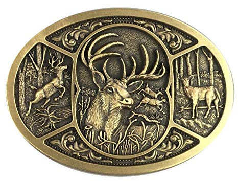 Piratenladen Buckle Hirsch, Jäger, Jagen, Tracht, Rotwild, Messing, Gürtelschnalle