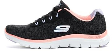 Skechers Femme Flex Appeal 4.0 Fresh Move Basket, Bordure en Maille Noire Corail Lavande, 38 EU