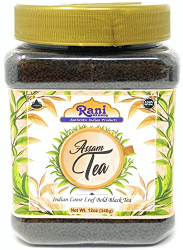Rani Assam Tea (Indian Loose Leaf Bold Black Tea) 12oz (340g) PET Jar ~ All Natural | Vegan | Gluten Friendly | Salt & Sugar Free | Non-GMO | No Colors | Indian Origin
