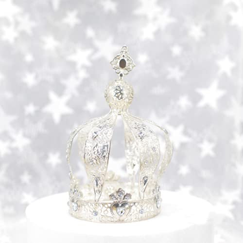 JORCEDI Crown Creative Metal Cake Topper Accessory For Birthday Party, Wedding, Baby Shower Silver