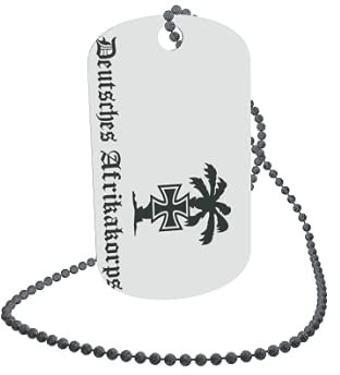 U24 Dog Tag Erkennungsmarke ID Tag an Kette Flagge Deutsches Afrikakorps Alu 30 x 50 mm