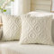 decorUhome 2er Set Kunstpelz Kissenbezüge 40x40cm, Dekorativer Weicher Plüsch Flauschiger Samt Kissenbezug 16X16 Zoll, Quadratische Boho Neutral Kissenbezug für Sofa, Beige