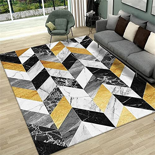 RUGMRZ Tepiche Teppich Kinderzimmer Mädchen Bettumrandung Kinderteppich grau schwarz gelb geometrischer Wohnzimmerteppich strapazierfähig Kinder Teppiche Jungs 120X200cm