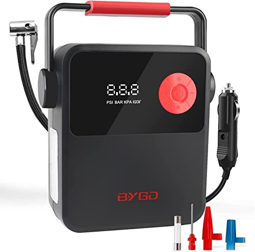 BYGD Gonfiatore Pneumatici Auto, Compressa Pompa Elettrica 150PSI 12V Compressore Portatile Pneumatici Auto Aria Pompa Elettrica con Luce LED per Auto, Moto, Bici